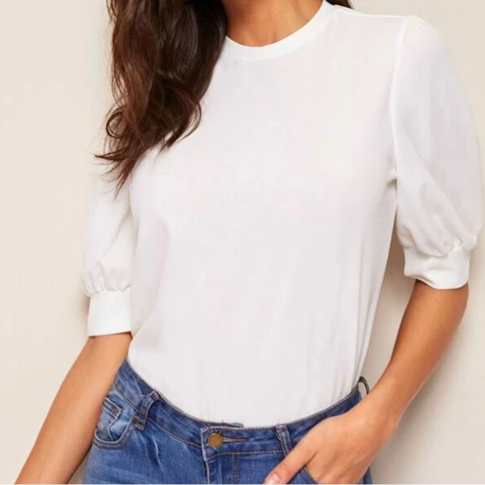 White Puff sleeve blouse S